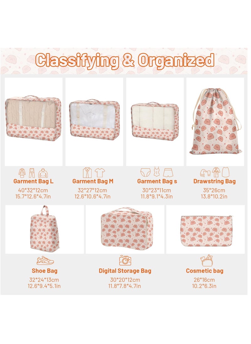 Excefore - Packing Cubes for Suitcase, Packing Cubes for Travel Suitcase Organizer Bags Set Expandable Luggage Organizers for Suitcase Backpack Travel Essentials, Bear-7 Pack - Image 1