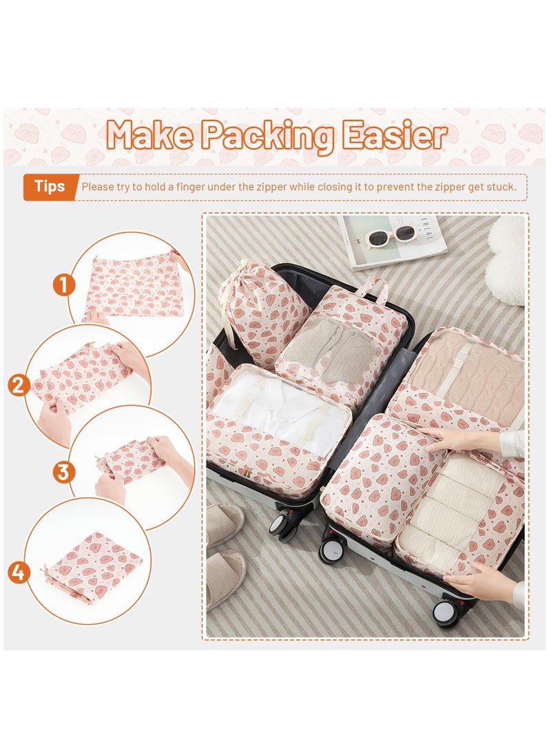 Excefore - Packing Cubes for Suitcase, Packing Cubes for Travel Suitcase Organizer Bags Set Expandable Luggage Organizers for Suitcase Backpack Travel Essentials, Bear-7 Pack - Image 1