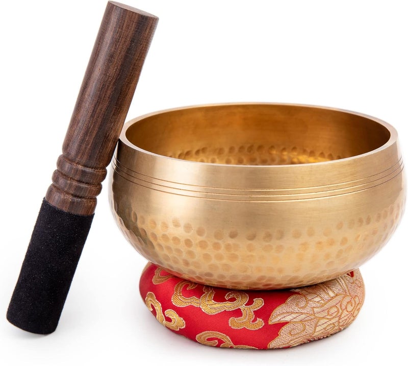HIMALAYAN BAZAAR Tibetan Singing Bowl Set - Easy To Play for Beginners - Authentic Handcrafted Mindfulness Meditation Holistic Sound 7 Chakra Healing Gift by Himalayan Bazaar (6) - Image 1