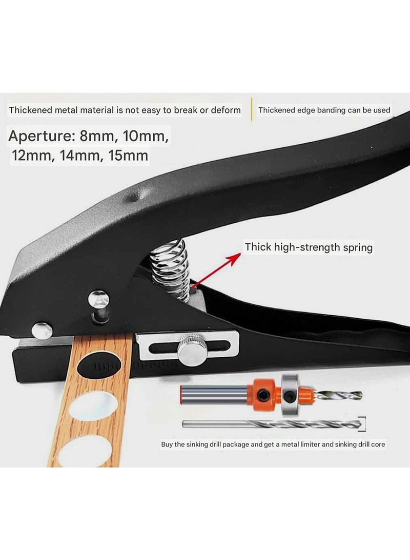ELIKLIV 8mm Edge Banding Leather Punch Woodworking Flat Bevel Punch Pliers Sinking Hole Screw Cap Metal Clamp Precise Scale Positioning Zinc Alloy / All Iron Durable Design - Image 4