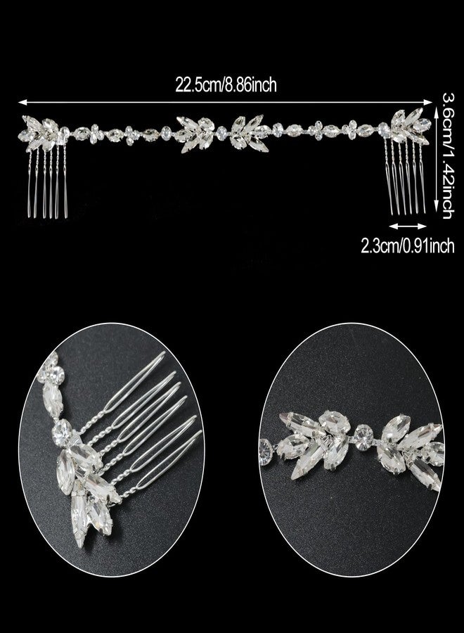 Honbay 1PCS Sparkling Rhinestones Hair Comb Fashion Ladies Chain Tassel Hair Side Comb Wedding Shiny Crystal Hair Clip Comb Bridal Headpieces Bride Headwear Wedding Hair Accessories Boho Headbands - Image 3