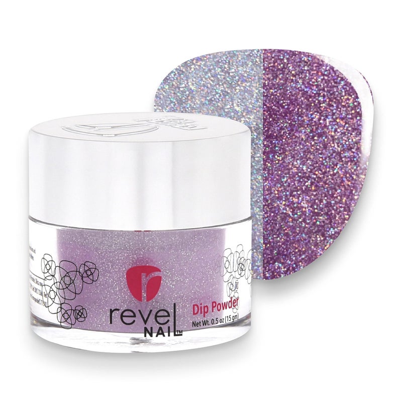Revel Nail Dip Powder Purple Glitter Dip Powder for Nails Chip Resistant Dip Nail Powder with Vitamin E and Calcium DIY Manicure Starburst