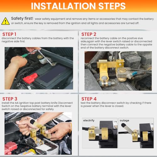 STHIRA® Car Battery Battery Cut Off Switch Heavy-Duty Disconnect Switch Universal Terminal Kill for Cars,Trucks,Easy Install Reliable Anti-Theft & Safety Device - Image 4