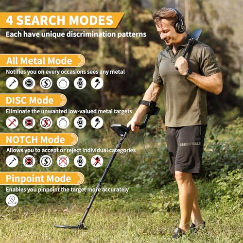 ULHUND Upgraded Metal Detector for Adults Professional - High Accuracy Gold Finder with DSP Chip & 10" IP68 Waterproof Search Coil, 12" Deep Detection and 60" Adjustable Length for Beach & Yard - Image 3