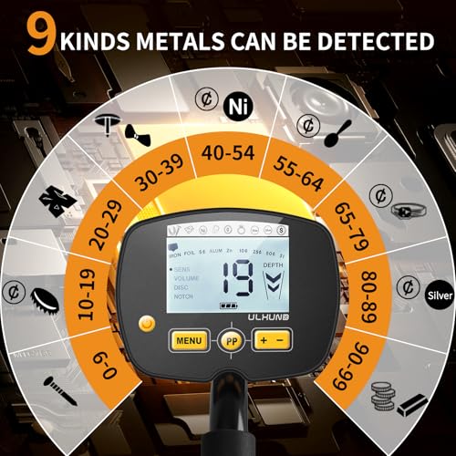 ULHUND Upgraded Metal Detector for Adults Professional - High Accuracy Gold Finder with DSP Chip & 10" IP68 Waterproof Search Coil, 12" Deep Detection and 60" Adjustable Length for Beach & Yard - Image 5