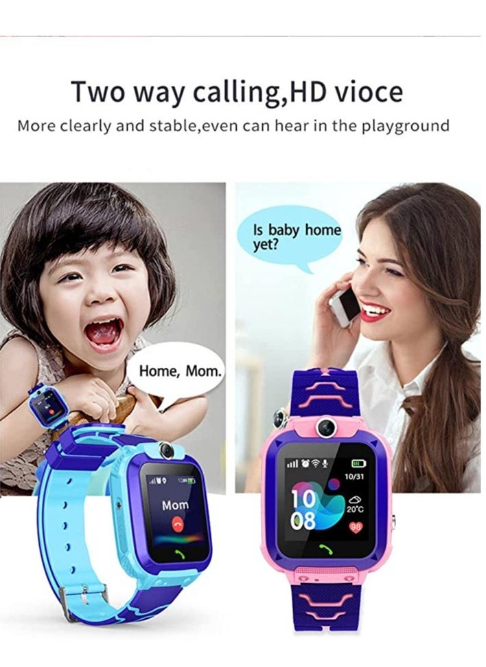 ELTRAZONE - Waterproof Touching Screen Intelligent Smart Watch With SOS Call Voice Chat Alarm Clock Compatible For Android and iOS Phone Blue - Image 1