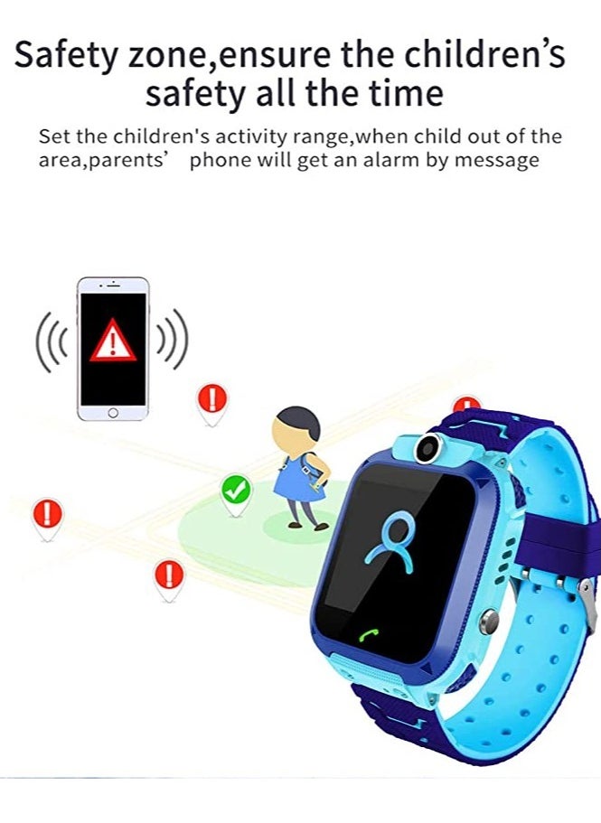 ELTRAZONE - Waterproof Touching Screen Intelligent Smart Watch With SOS Call Voice Chat Alarm Clock Compatible For Android and iOS Phone Blue - Image 1