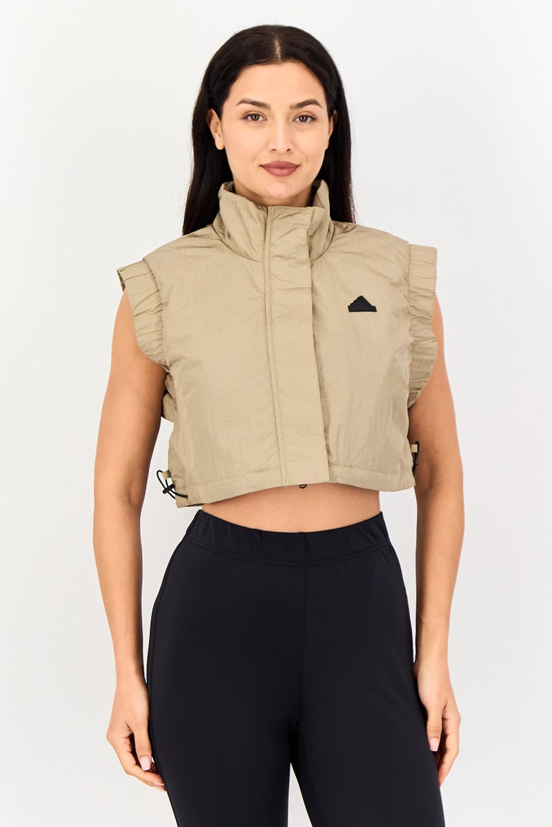 Adidas Women Sportswear Fit Outdoor Windbreaker Vest, Light Taupe - Image 1