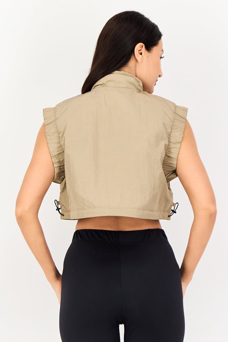 Adidas Women Sportswear Fit Outdoor Windbreaker Vest, Light Taupe - Image 3