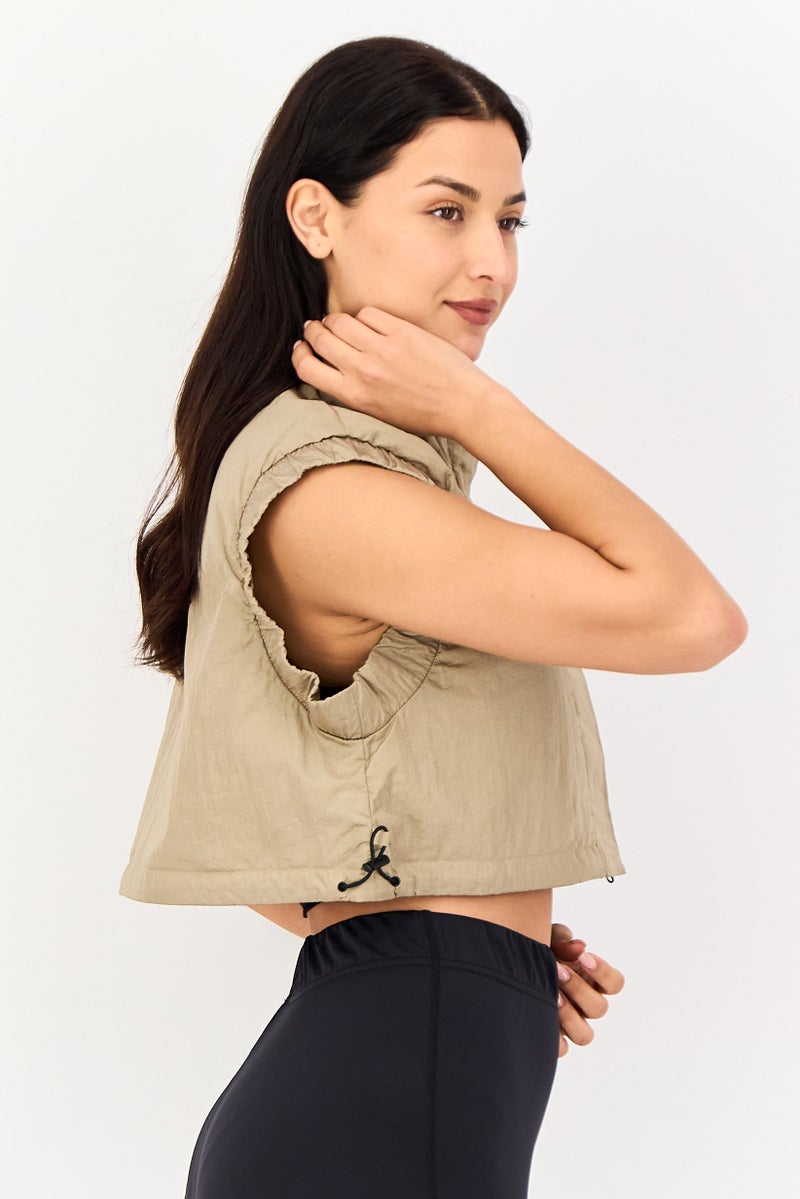 Adidas Women Sportswear Fit Outdoor Windbreaker Vest, Light Taupe - Image 4