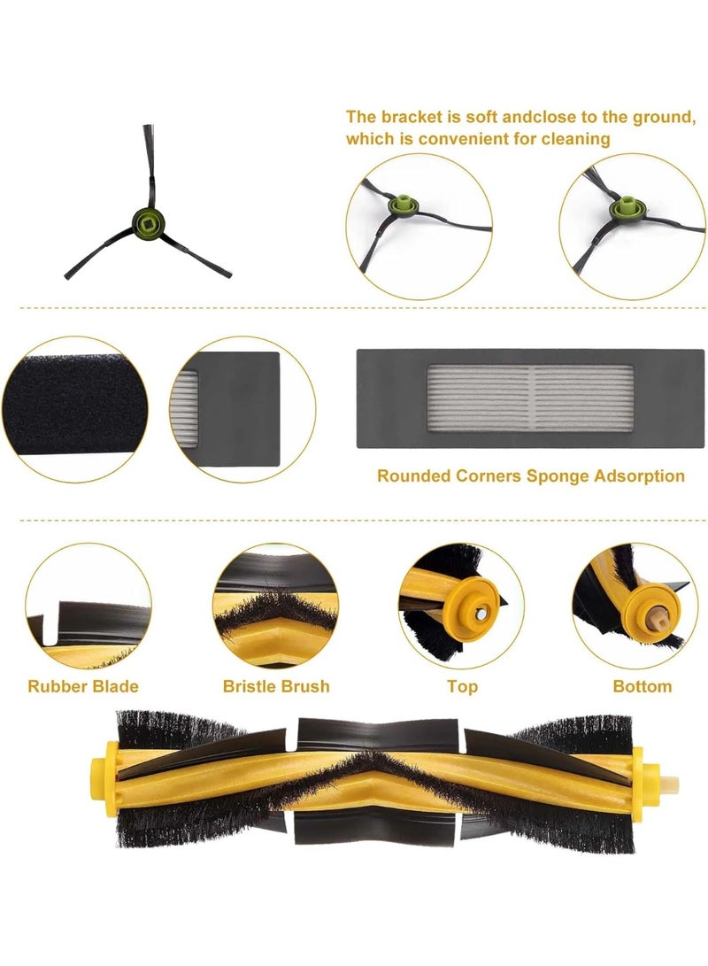 17 Pack Replacements Parts for Ecovacs Deebot Ozmo 920/950/T5/T8 T8MAX T8Power T8aivi T8+ T8/N8+/N8 Pro/ N8 Pro Plus Accessories, 2 Roller Brush, 10 Side Brush, 4 Filter, 1 Clean Brush - Image 2