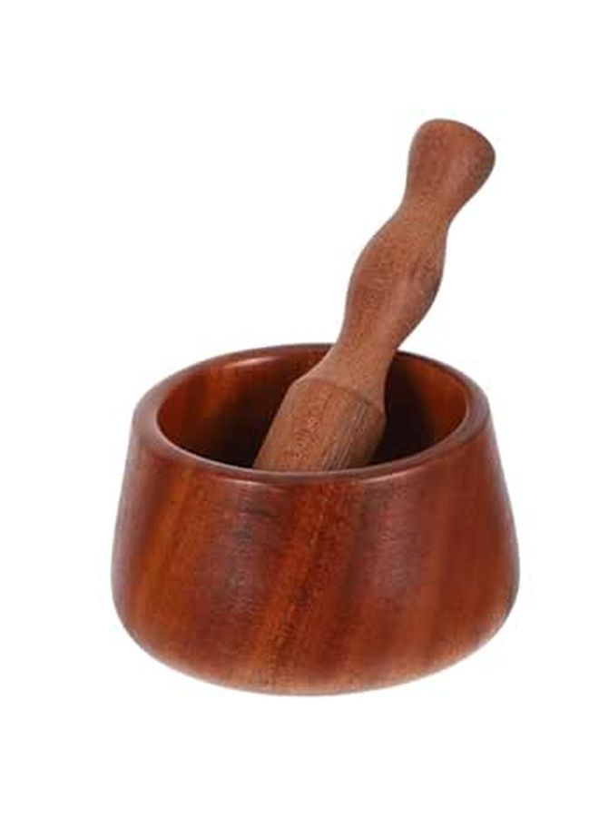 Wooden Mortar Pestle Set for Grinding Garlic Chili Spices Easy to Use and Store - Image 1