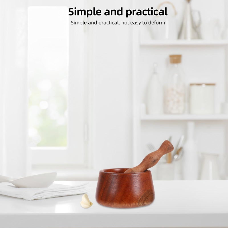 Wooden Mortar Pestle Set for Grinding Garlic Chili Spices Easy to Use and Store - Image 5