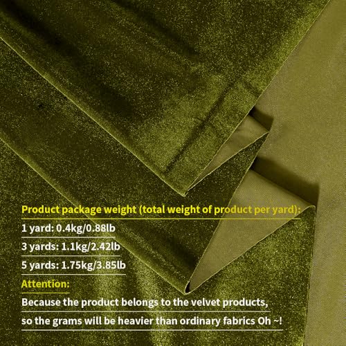 MaiMaiSuan Light Olive Green Velvet Fabric by The Yard, 60" Wide Soft Stretchy Velveteen Fabric, 5 Yards Velvet Material for Upholstery Sofa Chair Cover DIY Sewing Costume Craft Curtain - Image 3
