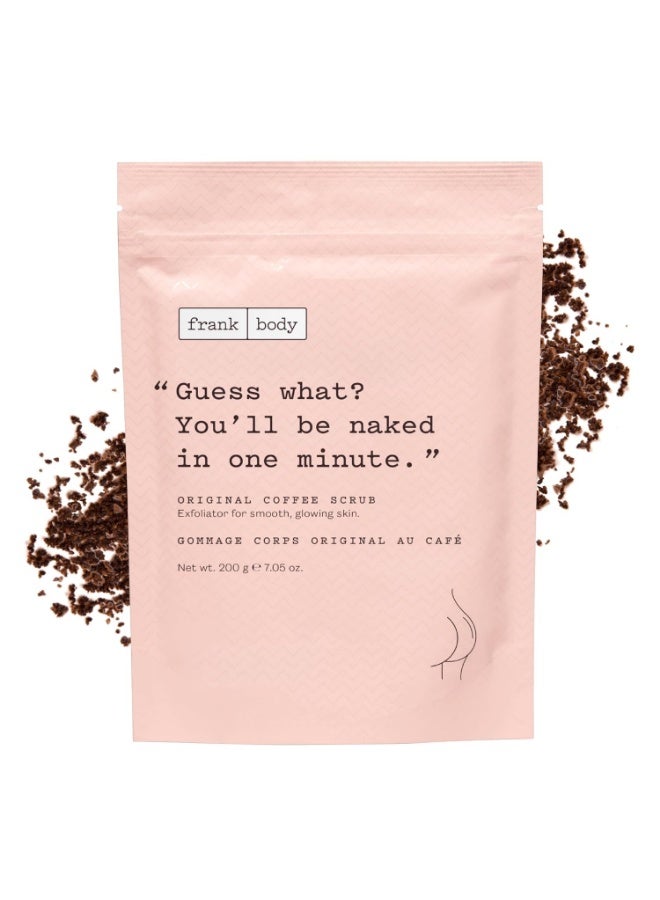 Frank Body Original Coffee Scrub | Natural, Vegan, Cruelty Free Exfoliating Body Scrub Fights Breakouts and Fades Scars & Marks with Coffee Grinds, Sweet Almond Oil, and Vitamin E | 7.05 oz / 200 g