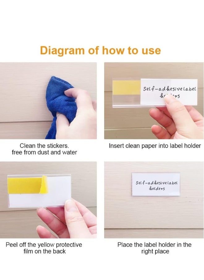 Generic Self Adhesive Ticket Holder,50 pcs 4x8 cm Price Tag Holders,Clear Self Adhesive Label Holders,for Shop Office Homewith White Card Inserts  - Image 5