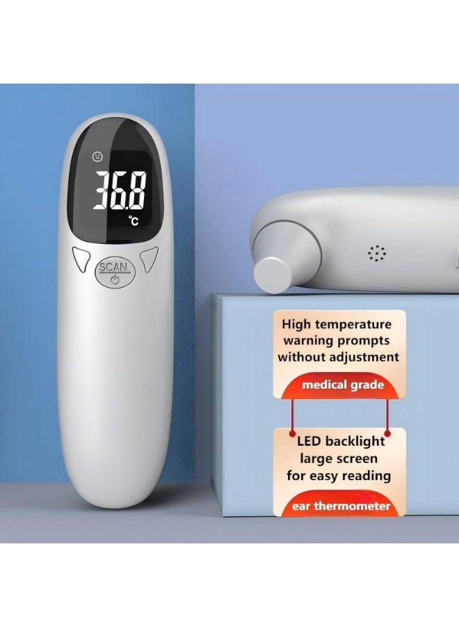 جودي مقياس حرارة الجبهة والأذن للبالغين والأطفال والرضع، مقياس حرارة رقمي بالأشعة تحت الحمراء بدون لمس، مع شاشة LCD، استدعاء الذاكرة، إنذار الحمى، إيقاف التشغيل التلقائي، أبيض. - Image 3