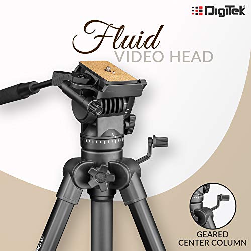 DIGITEK® (DPTR 880 PRO) (165 CM) Platinum Aluminum Light Weight Tripod, with Fluid Video Head, for DSLR & Video Cameras, Maximum Operating Height: 5.90 Feet, Maximum Load : 6 kgs (Black) - Image 2