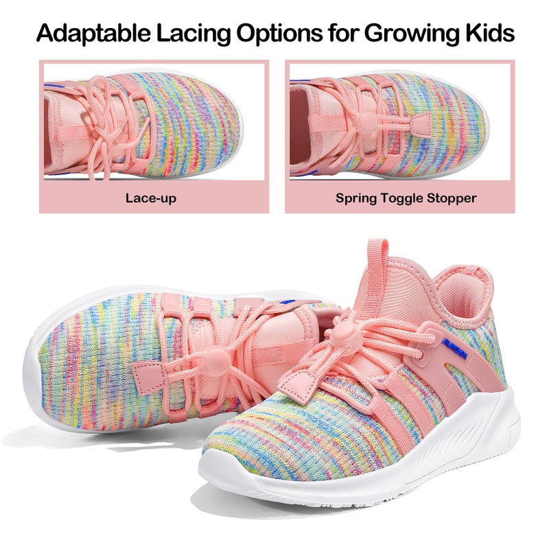 RUNSIDE Girls Tennis Shoes Lightweight Sports Kids Sneakers Lace-up for Running/Walking, Toddler/Little Kid/Big Kid - Image 3