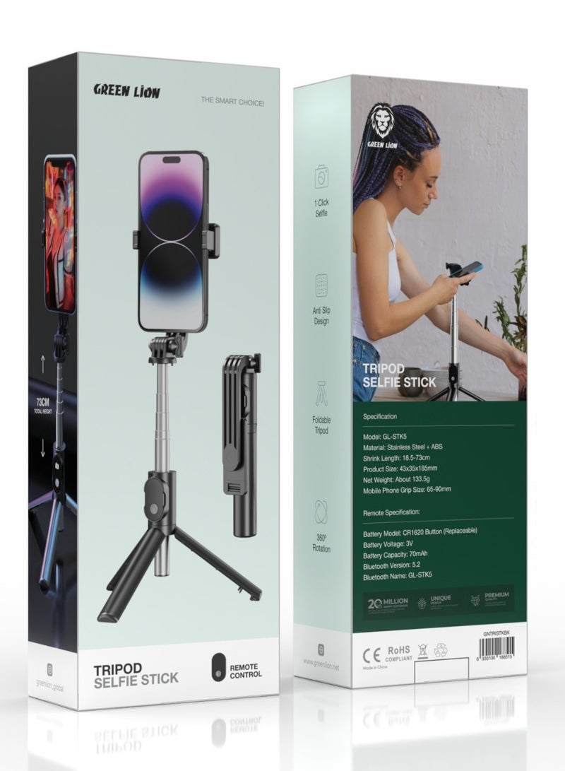 GREEN LION Tripod Selfie Stick - Black - Image 5