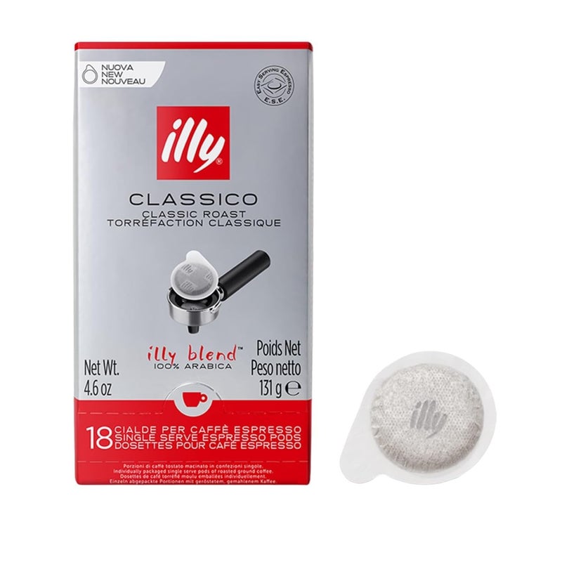 illy E.S.E. Coffee - Single-Serve Pods â€“ Classico Medium Roast - Notes Of Chocolate & Caramel - For E.S.E Machines - Extraordinary Aroma & Body â€“ 18 Count - Image 1