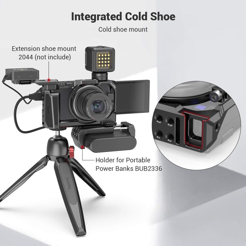 SMALLRIG Camera Cage for Sony ZV-1 II/ZV-1F / ZV-1 Camera, with Silicone Gel Grip, Cold Shoe Mount - Image 4