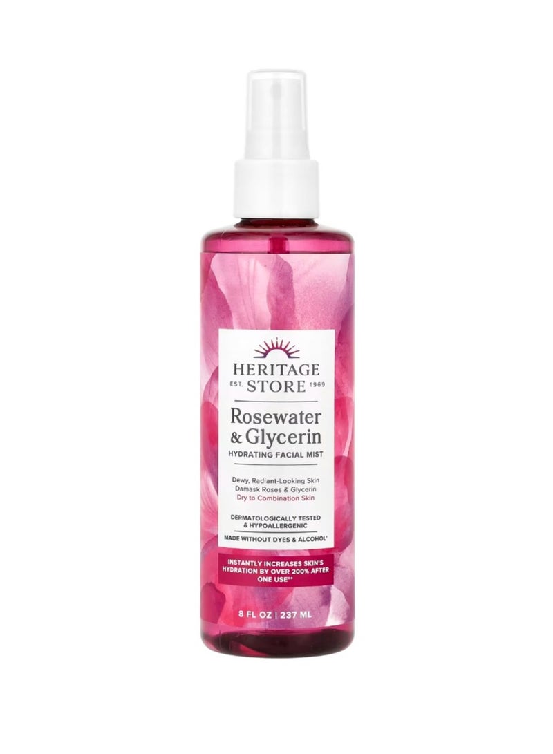 Heritage Store Rosewater & Glycerin Hydrating Facial Mist 8 fl oz (237 ml) - Image 1