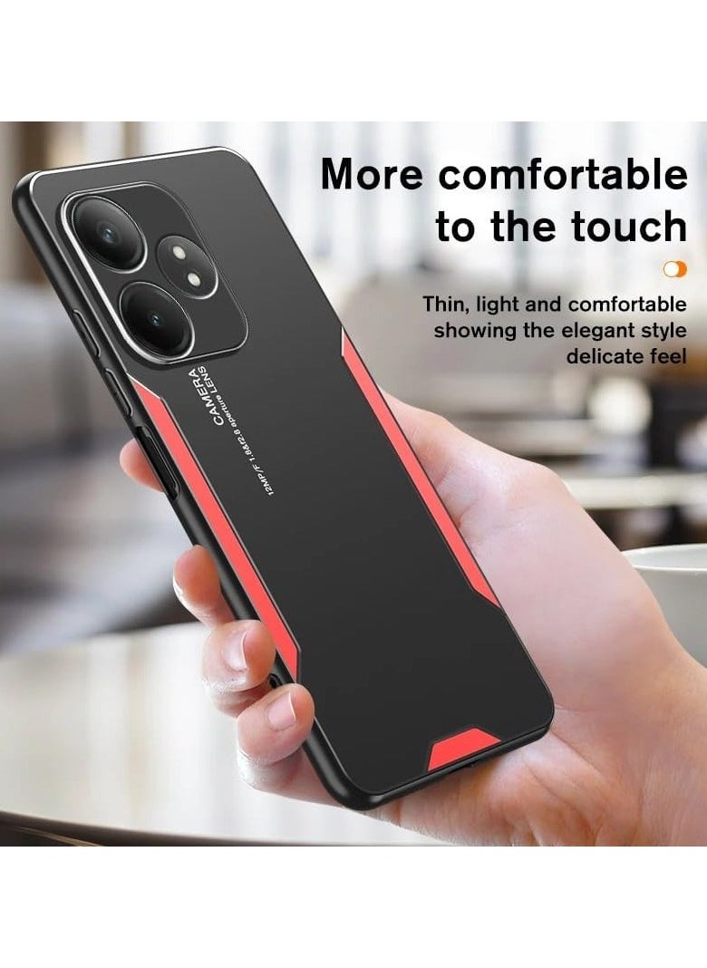 Case Compatible Realme GT 6, Matte Brushed Metal Back Cover Realme GT 6 Full Lens Case Scratch Resistant Shockproof Bumper Protective Case