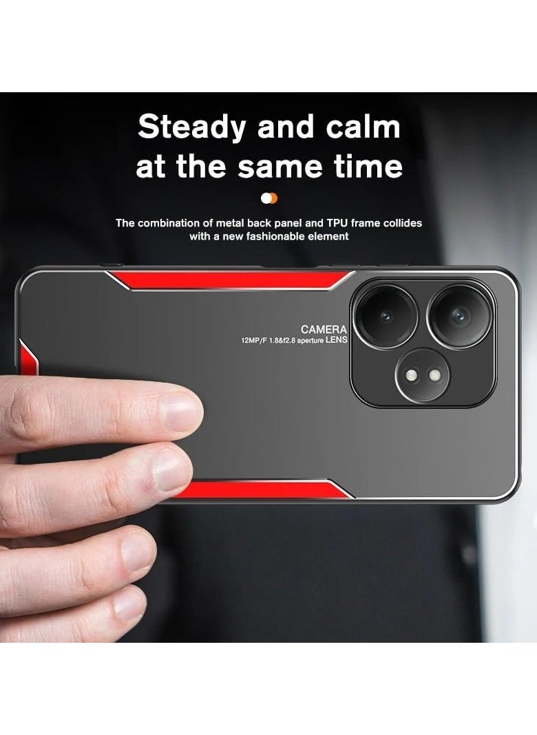 Case Compatible Realme GT 6, Matte Brushed Metal Back Cover Realme GT 6 Full Lens Case Scratch Resistant Shockproof Bumper Protective Case