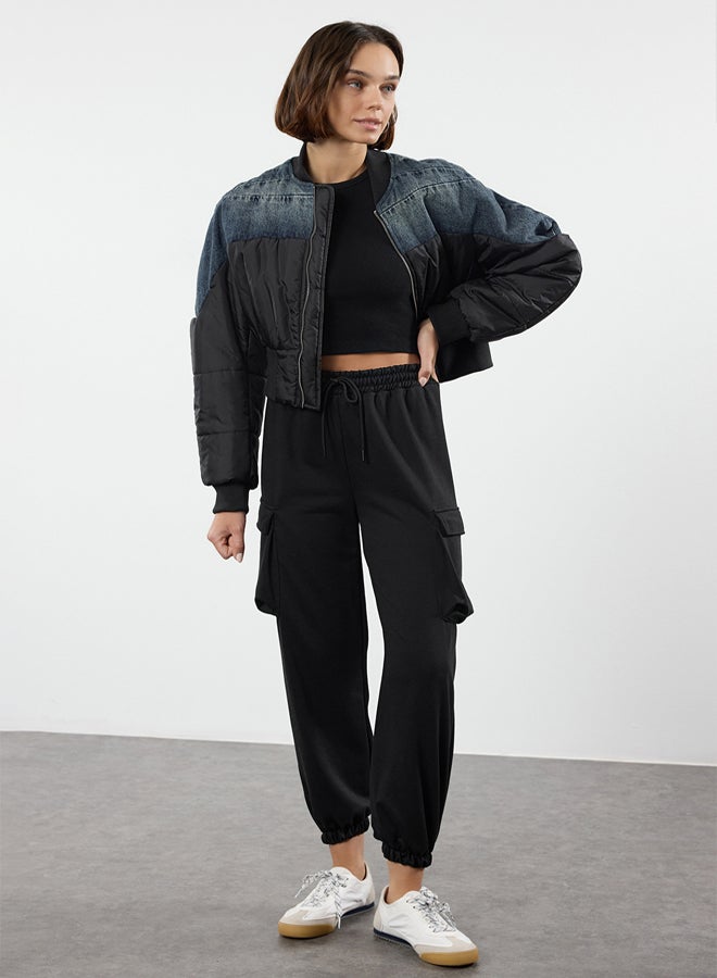 trendyol Black Cargo Pocket Elastic Leg Thick Knitted Sweatpants TWOAW25EA00007 - Image 1