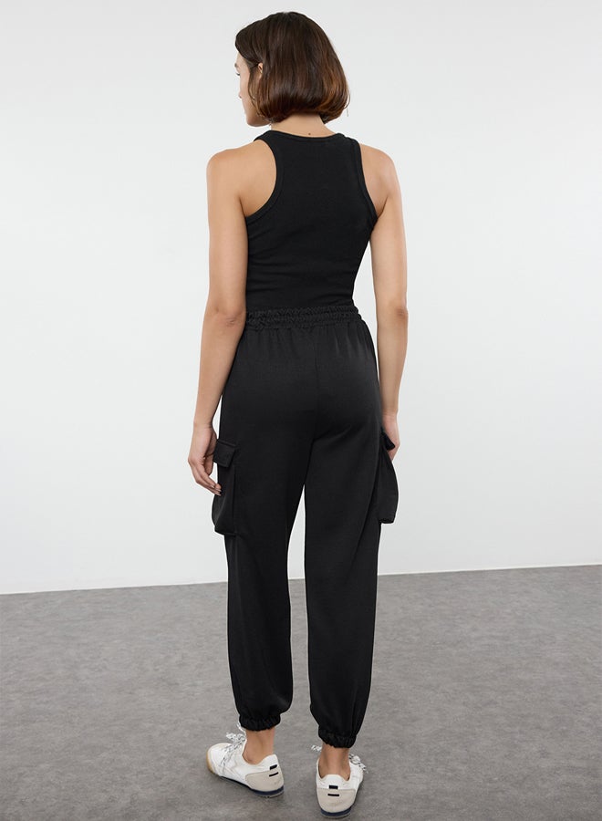 trendyol Black Cargo Pocket Elastic Leg Thick Knitted Sweatpants TWOAW25EA00007 - Image 5