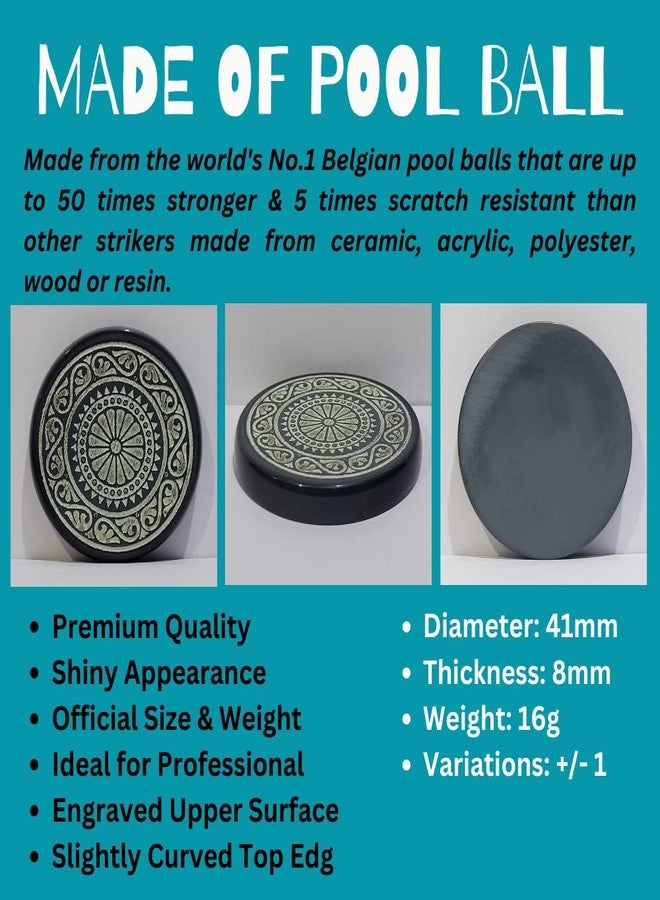 NHD Professional Carrom Striker PROAN796 - Made of Original Pool Ball (Black) - Image 3