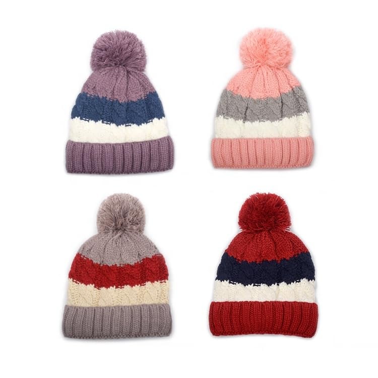 RR DESIGN Fashion Women Winter Soft Warm Snow Proof Pom Cap for Women Woolen Beanie Cap or Women's, Beanie Cap, Winter Caps for Girls Woolen Cap, Women's Running Headwear (Twist Tone Brown) - Image 3