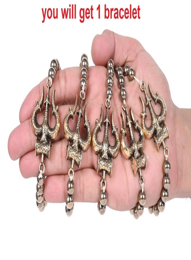 ASTROGHAR God Shiv Shakti Mahadev Ji Trishul Damru Powered golden Crystal Protection And Peace Bracelet For Men And Women - Image 4