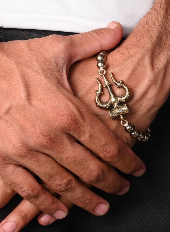 ASTROGHAR God Shiv Shakti Mahadev Ji Trishul Damru Powered golden Crystal Protection And Peace Bracelet For Men And Women - Image 3