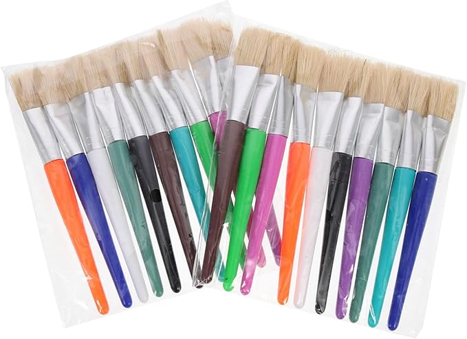 20 Piece Natural Bristle Flat Head Oil Painting Brushes Set For Creative Art - Image 1