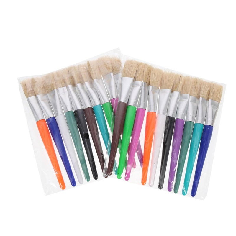 20 Piece Natural Bristle Flat Head Oil Painting Brushes Set For Creative Art - Image 2