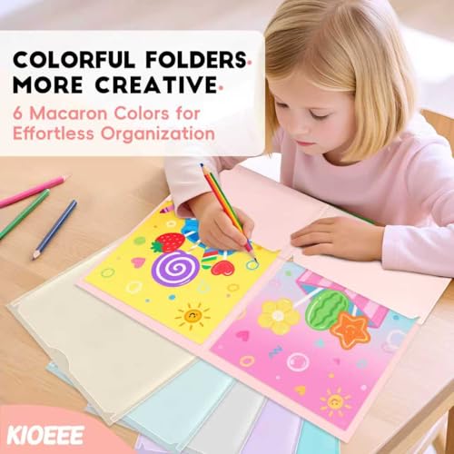 KIOEEE Plastic Folders with Clear Front Pocket (6 Pack) with 2 Pockets, Heavy Duty Letter Size Colored Folders for School Office - Image 5