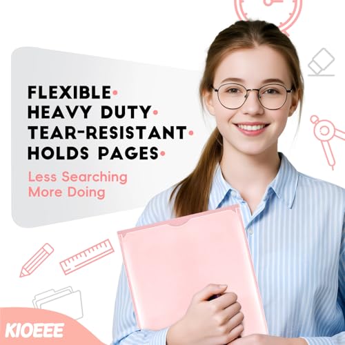 KIOEEE Plastic Folders with Clear Front Pocket (6 Pack) with 2 Pockets, Heavy Duty Letter Size Colored Folders for School Office - Image 2