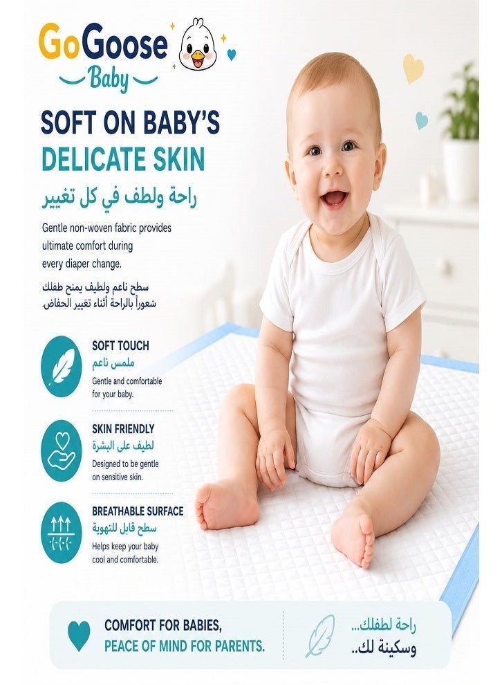 GoGoose 100 Pack Disposable Baby Changing Pads, Waterproof Absorbent Diaper Changing Mats for Newborns & Infants - Image 4