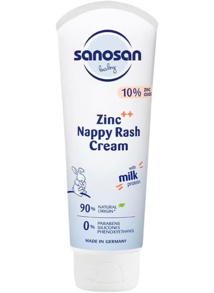 sanosan Zinc⁺⁺ Nappy Rash Cream 100ml with Milk Protein | Zinc Oxide, Panthenol & Glycerine | Triple Action Baby Diaper Rash Protection - Image 2