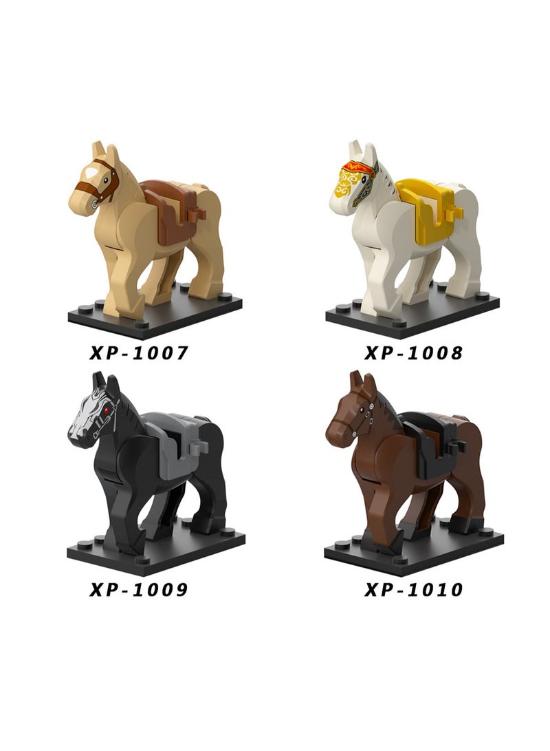 4-Piece Horse Series Children's Educational Building Blocks Minifigures Toys Suitable For Boys Gifts Bag Pack - Image 1