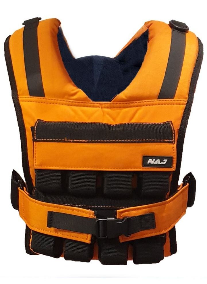 NAJ Fitness  - Weighted Vest for Workout, Exercise, Gym, Strong Muscle with 16kg Adjustable Block weights - Orange - Image 1