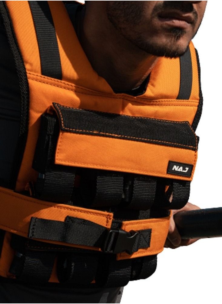 NAJ Fitness  - Weighted Vest for Workout, Exercise, Gym, Strong Muscle with 16kg Adjustable Block weights - Orange - Image 1