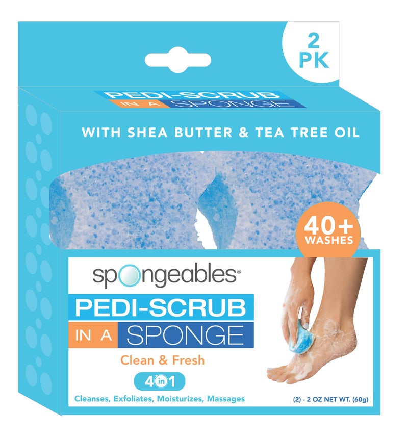 spongeables Spongables Pedi Scrub Foot Exfoliating 20+ Wash Sponge, Clean & Fresh, 2 Count - Image 2
