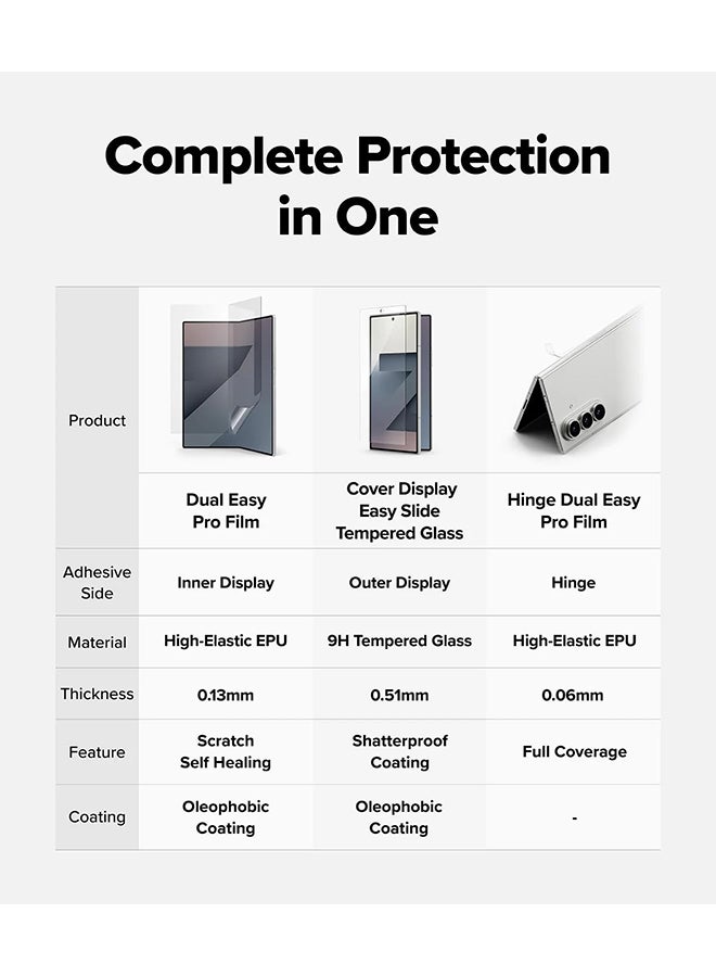 Ringke 3-in-1 Protector Pro Cover Display + Inner Screen + Foldable Hinge Designed for Samsung Galaxy Z Fold 7 Screen Protector - Clear - Image 5