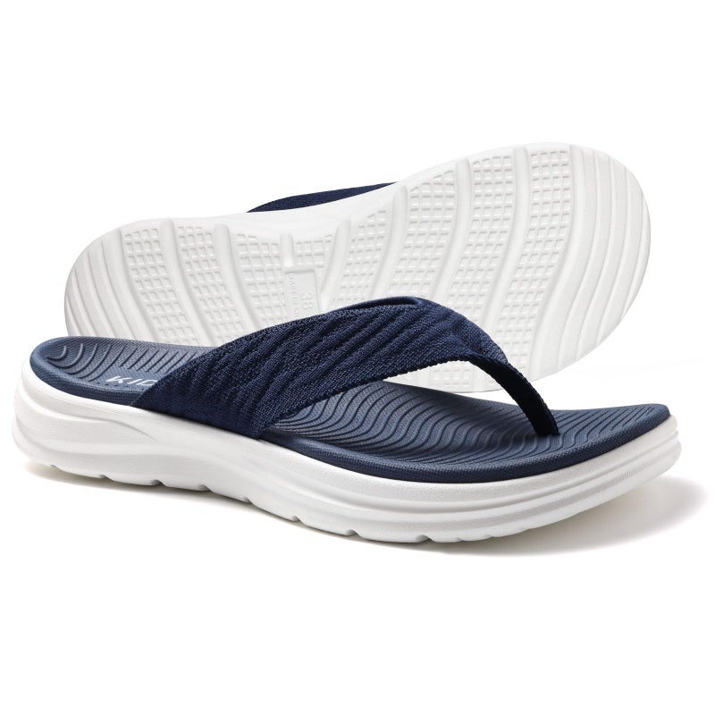 KIDMI Women's Arch Support Flip Flops with Soft Cushion Comfortable Summer Beach Slip On Walking Thong Sandals, Navy size 39 - Image 4