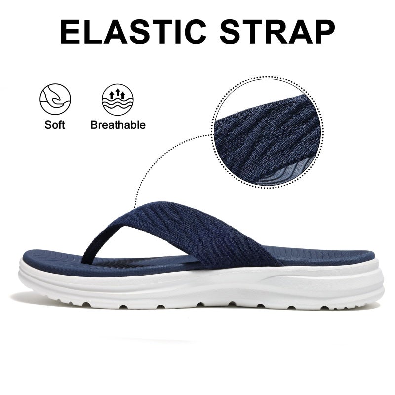 KIDMI Women's Arch Support Flip Flops with Soft Cushion Comfortable Summer Beach Slip On Walking Thong Sandals, Navy size 39 - Image 5