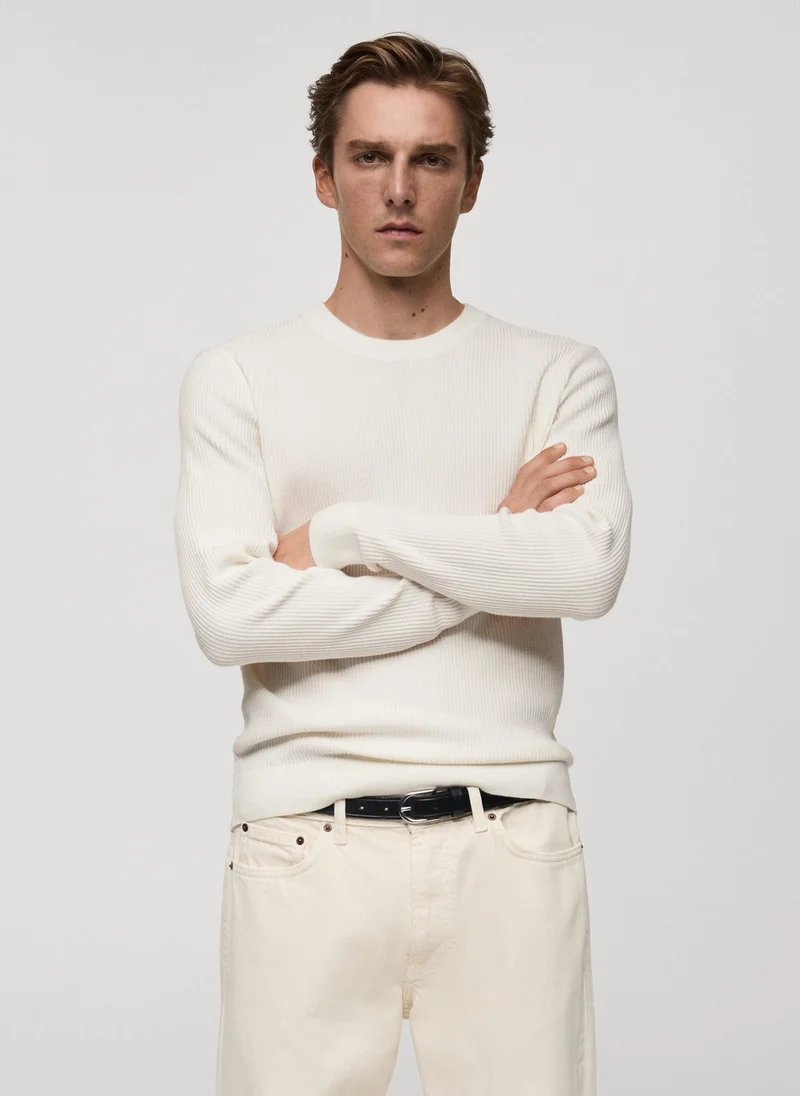 Mango Man Ribbed Cotton Knitted Sweater