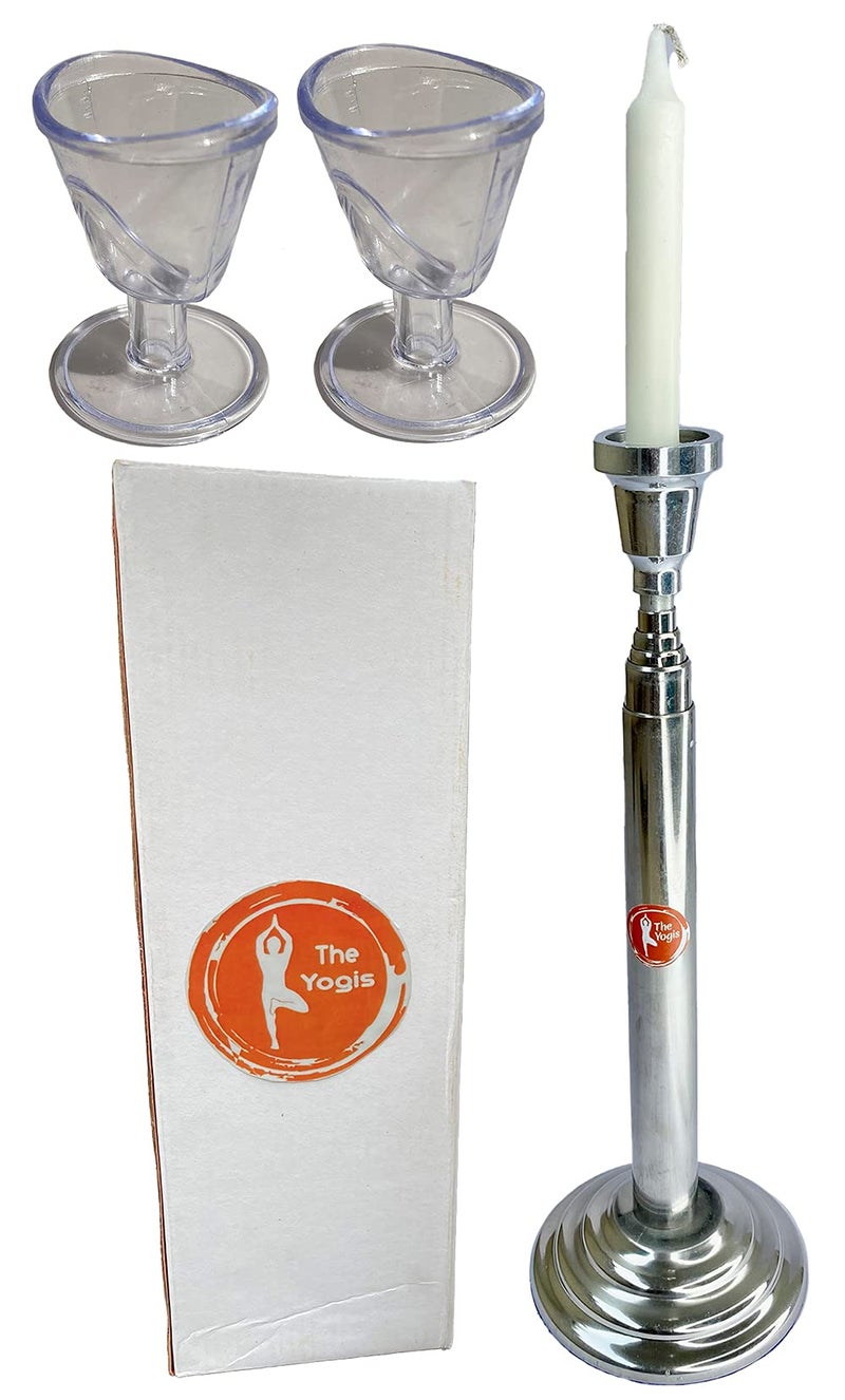 The Yogis™Premium Steel Trataka Candle Stand with Candle and Eye Wash Cup - Image 1